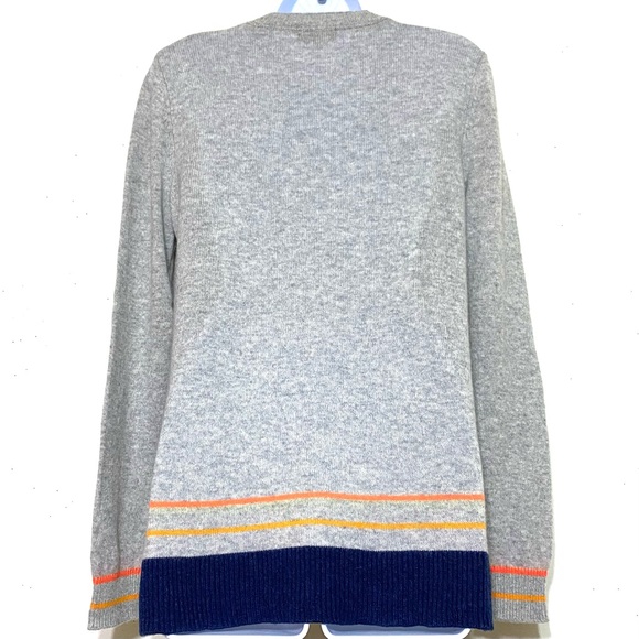 NEEDLE 100% Cashmere  pullover GRAY, NAVY & ORANGE sweater Anthropologie… - Picture 8 of 9